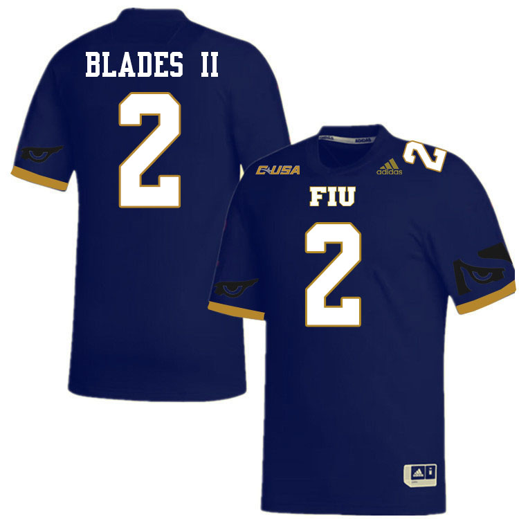 #2 Brian Blades II FIU Jersey, Florida International University Panthers Football Jersey-Navy #2 Brian Blades II FIU Jersey, Florida International University Panthers Football Jersey-Navy